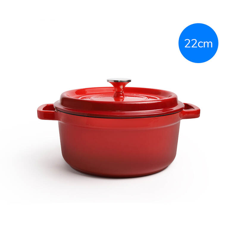 Nồi Gang 2 Tay Cầm Có Nắp, Đường Kính (22cm, 24cm) - 2 Màu (Đỏ, Trắng) - CIC2205, CIC2405 image number null
